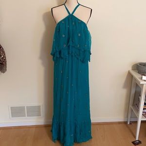 Free People Emerald Celestial Halter Gown